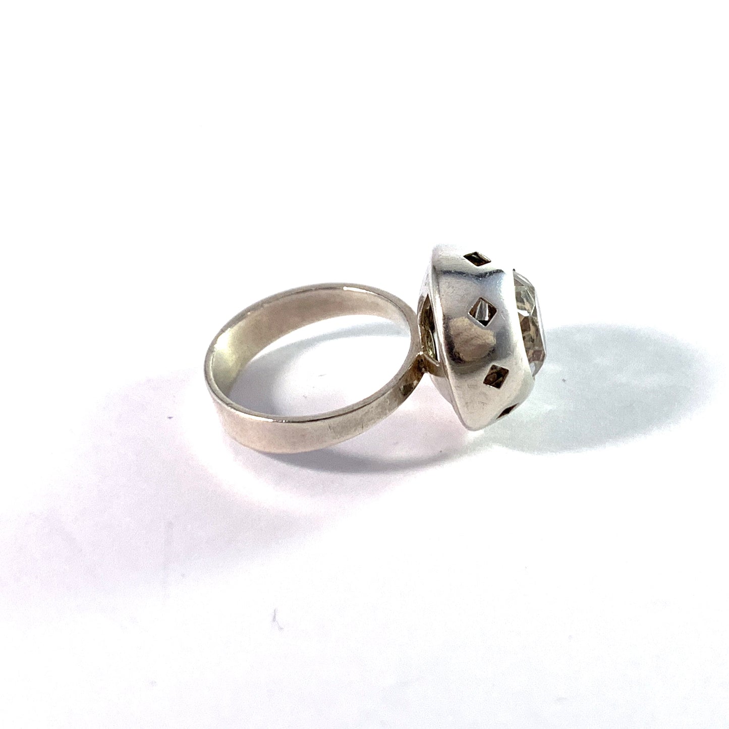 Martti Viikinniemi, Finland 1968. Solid Silver Rock Crystal Ring.