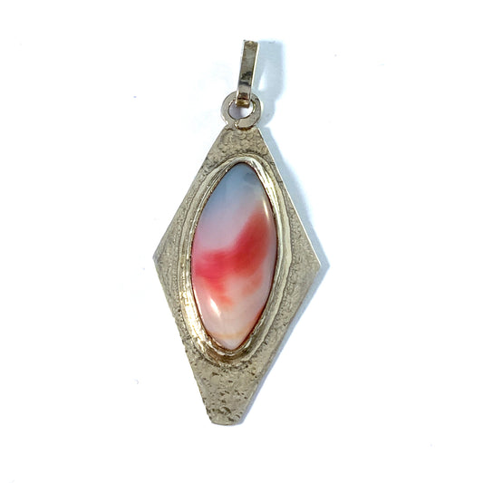 Joses Atelje, Sweden. Vintage Sterling Silver Agate Pendant.