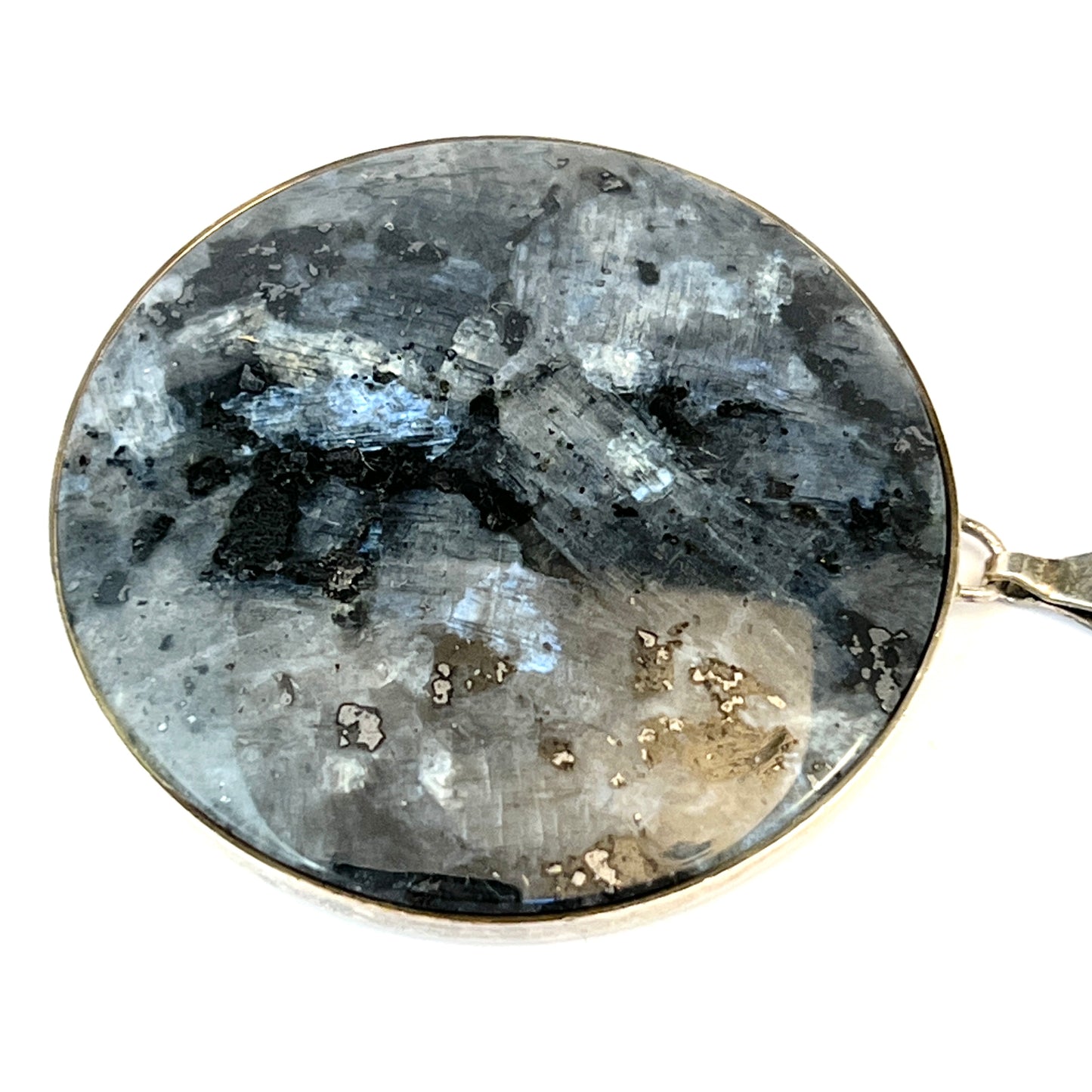 Stenlya, Sweden year 1970. Vintage Sterling Silver Larvikite Pendant Necklace.