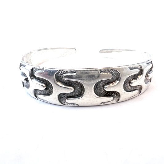 David-Andersen, Norway 1960s. Vintage Viking Copy Sterling Silver Cuff Bracelet.