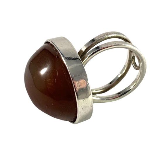 Scandinavian vintage silver agate ring jewelry