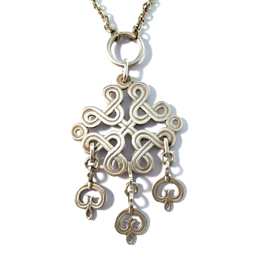 Johan Ferdinand Henriksson for Kalevala Koru year 1942 Early Solid Silver Pendant Necklace