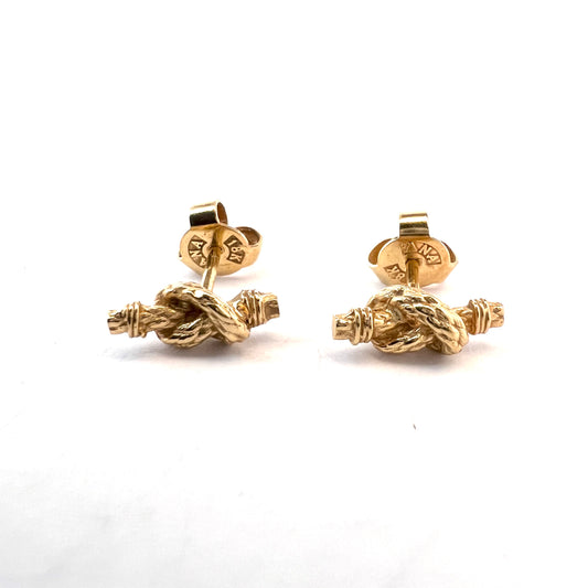 Theresia Hvorslev, Sweden. 18k Gold Love knot Stud Earrings.