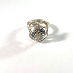 Bengt Hallberg, Sweden 1977. Vintage Sterling Silver Rock Crystal Adjustable Size Ring.