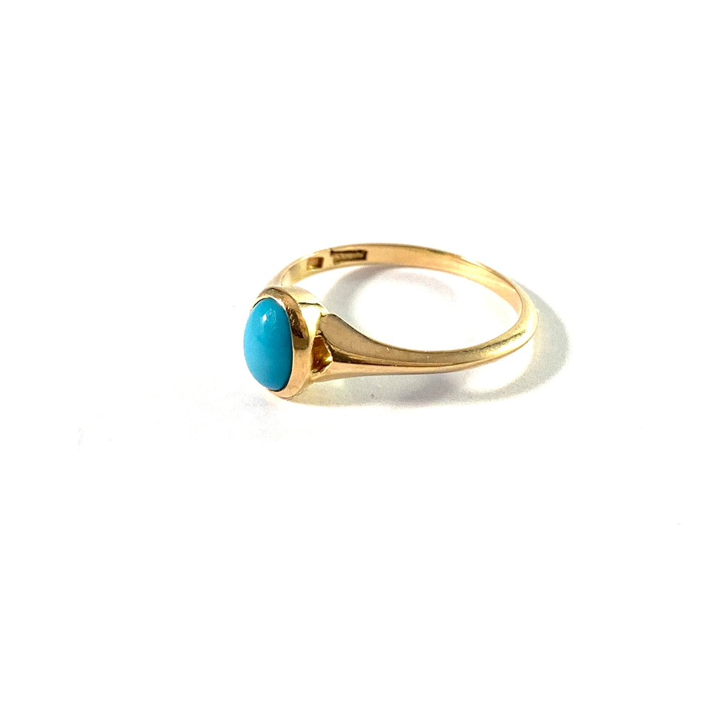 G Dahlgren, Sweden year 1940. Vintage 18k Gold Turquoise Ring.