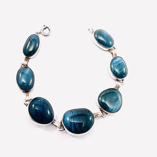 North Sweden c 1960s Vintage Solid Silver Bergslagen-stone Bracelet.
