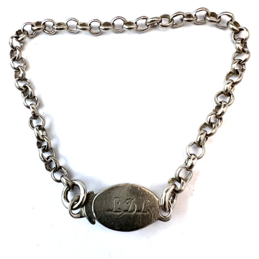 Sweden c 1870-80s. Antique Solid Silver Chain Bracelet.
