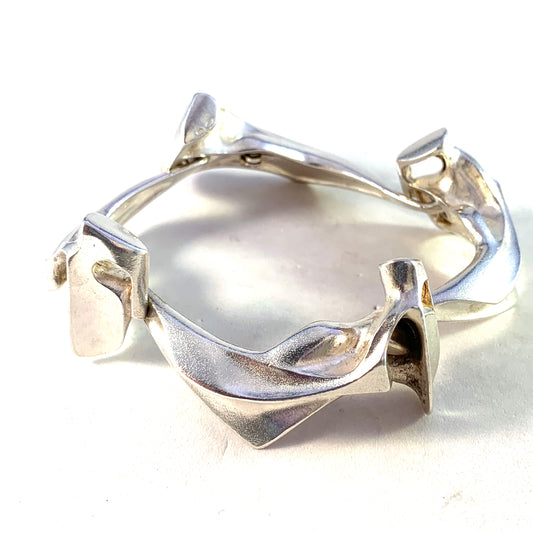 Björn Weckström Lapponia Finland 1974 Design Naamiot Bold Sterling Silver Bracelet.