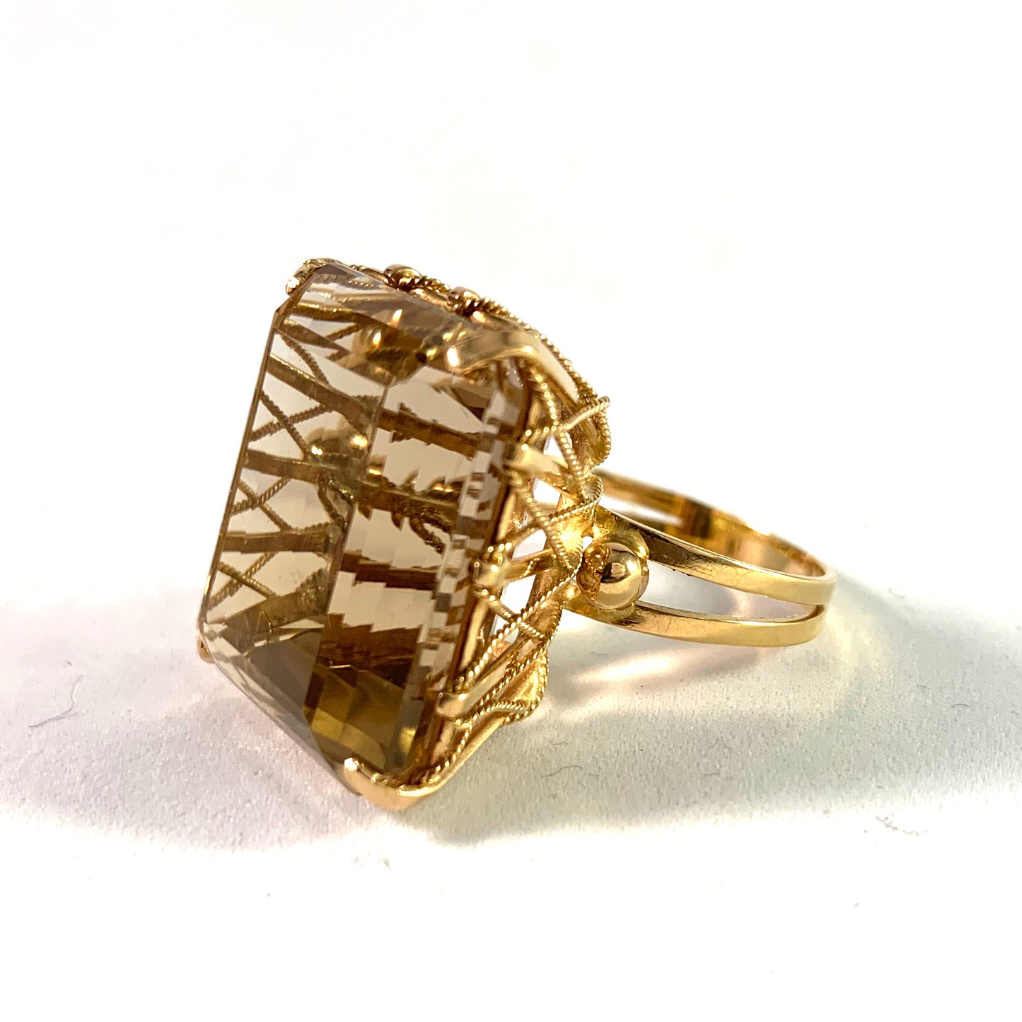 Modernist 14k Gold Citrine Ring
