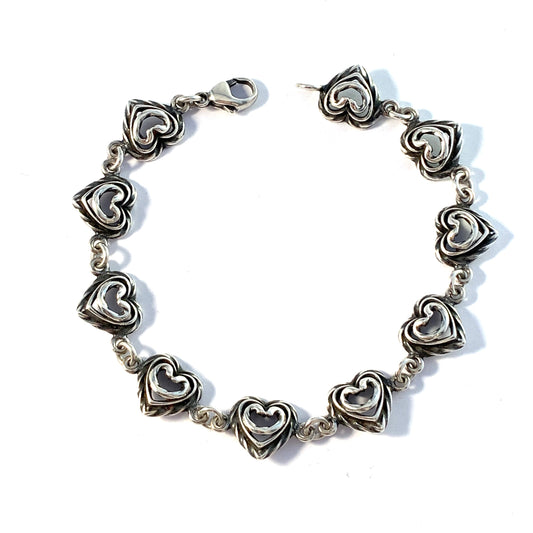 Kalevala Koru, Finland. Vintage Sterling Silver Heart Bracelet.