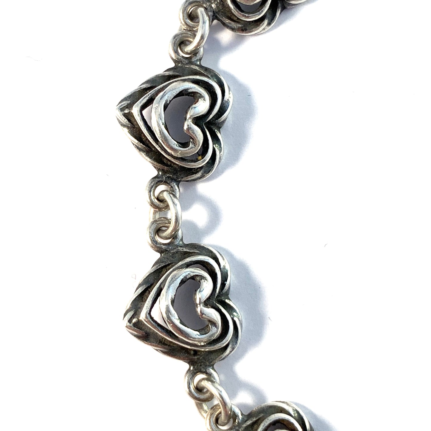 Kalevala Koru, Finland. Vintage Sterling Silver Heart Bracelet.