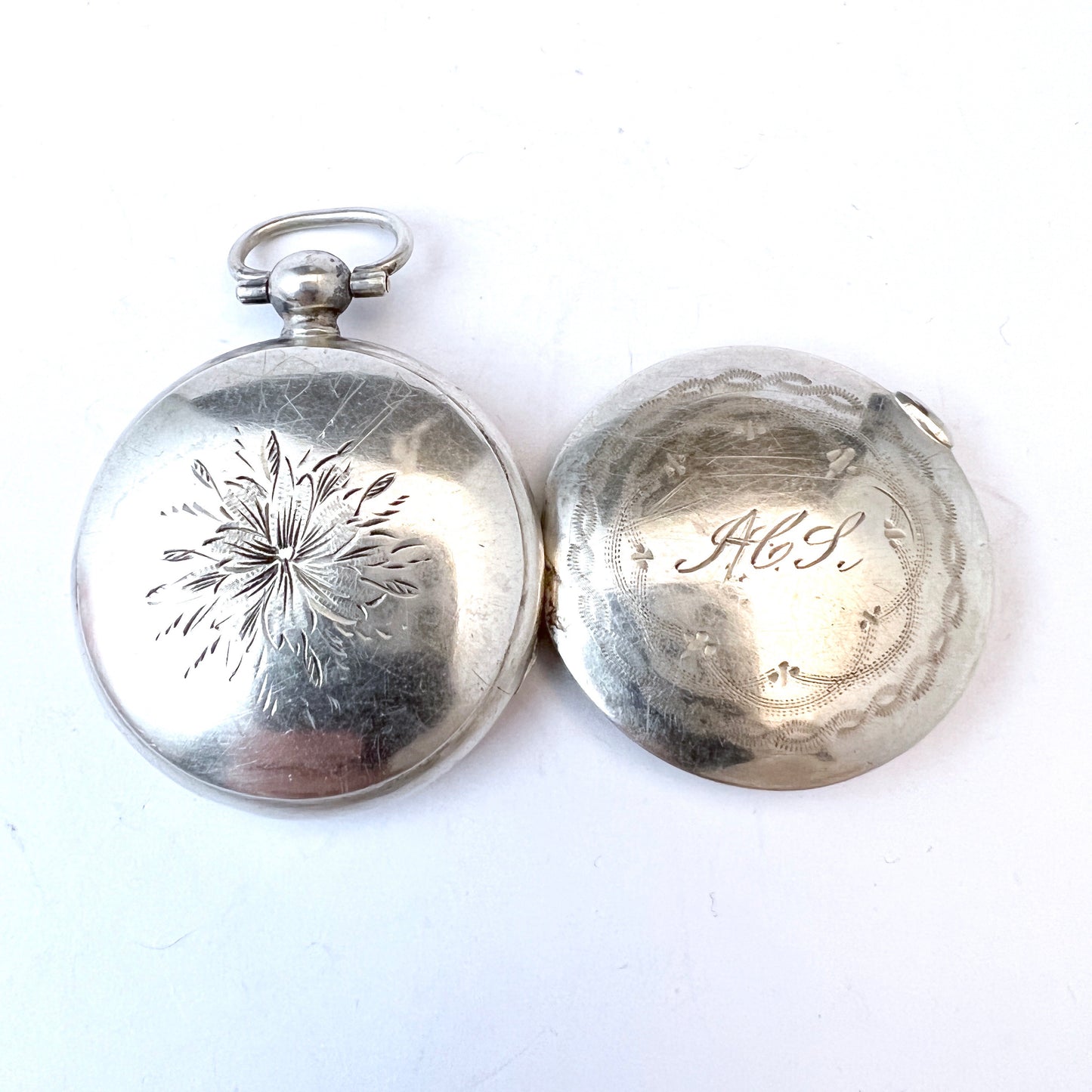 Gothenburg, Sweden 1874. Antique Solid Silver Victorian Locket Pendant.