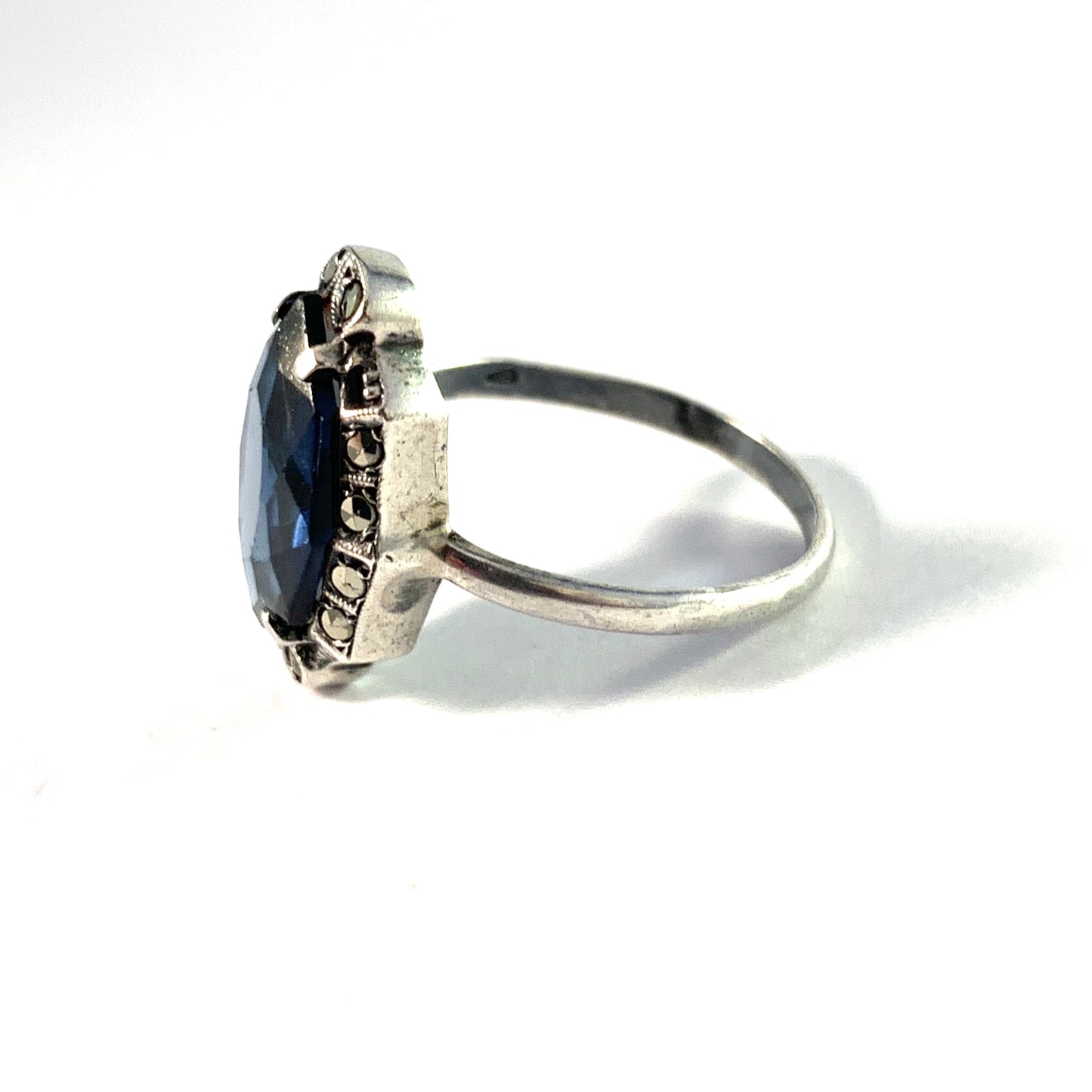 Austria (Finnish Import) 1937. Sterling 935 Silver Paste Marcasite Ring.