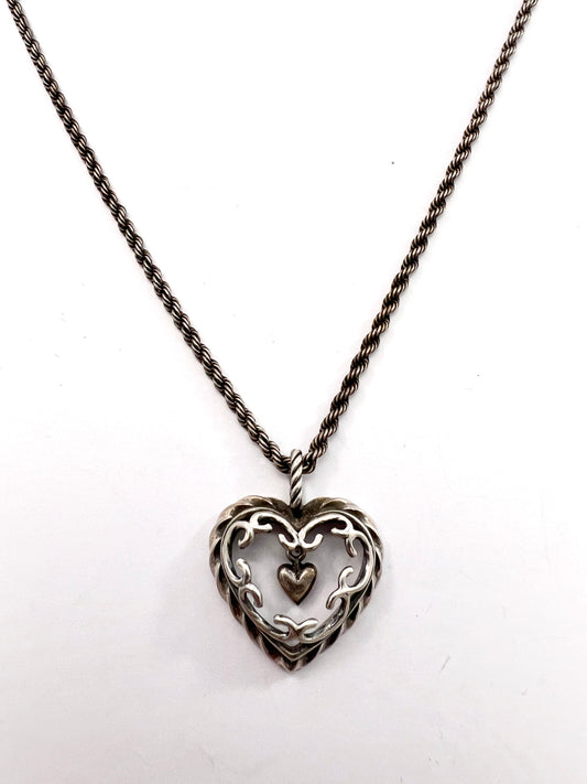 Kalevala Koru, Finland Vintage Sterling Silver Heart Of The House Pendant Necklace.