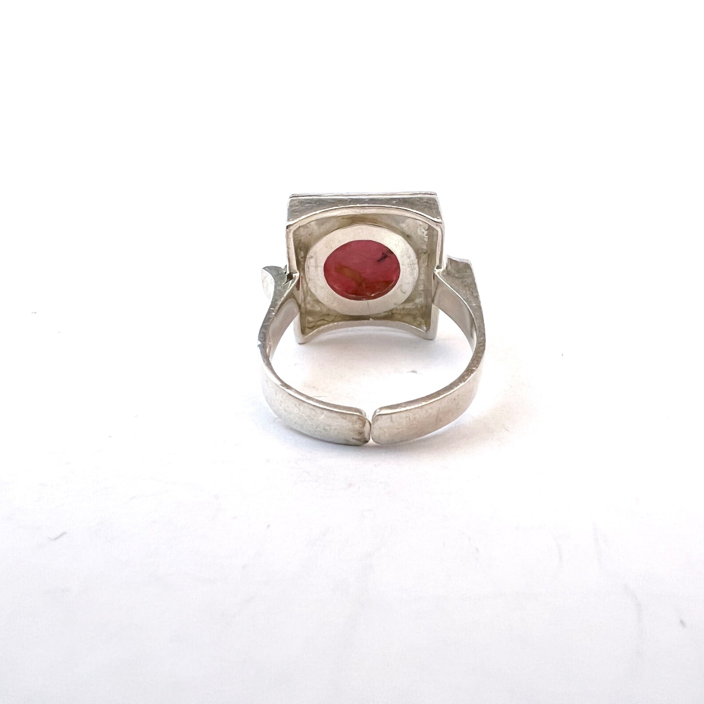 Camici Alfredo, Firenze, Italy 1944-68. Vintage 800 Silver Rhodonite Ring.