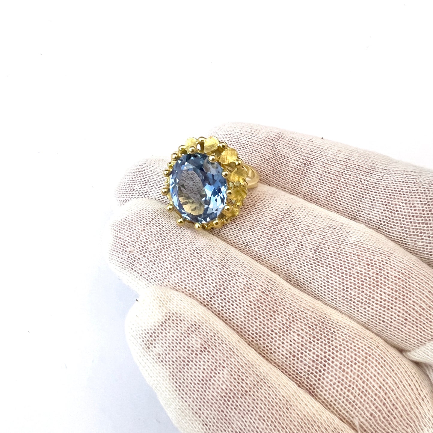 Bold Vintage 18k Gold Topaz Cocktail Ring.