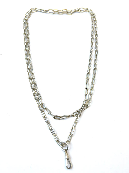 U Prybil, Sweden 1968. Vintage 42 inch Long Sterling Necklace Chain w Dog Clip.