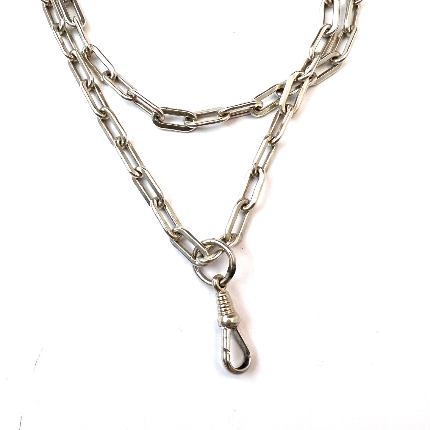 U Prybil, Sweden 1968. Vintage 42 inch Long Sterling Necklace Chain w Dog Clip.