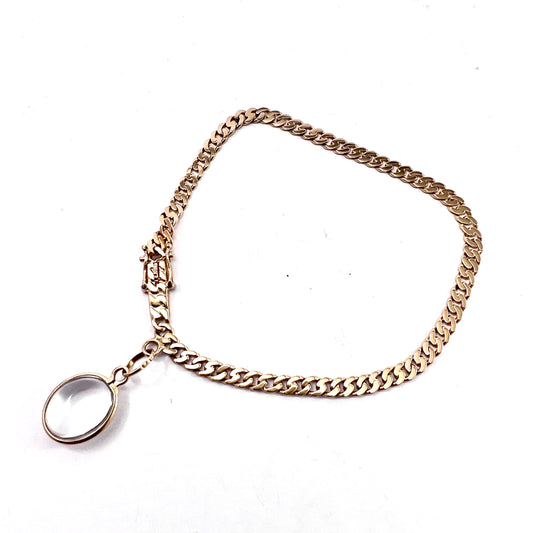 G Dahlgren, Sweden 1945. Vintage 18k Gold Original Pool of Light Rock Crystal Charm Bracelet.