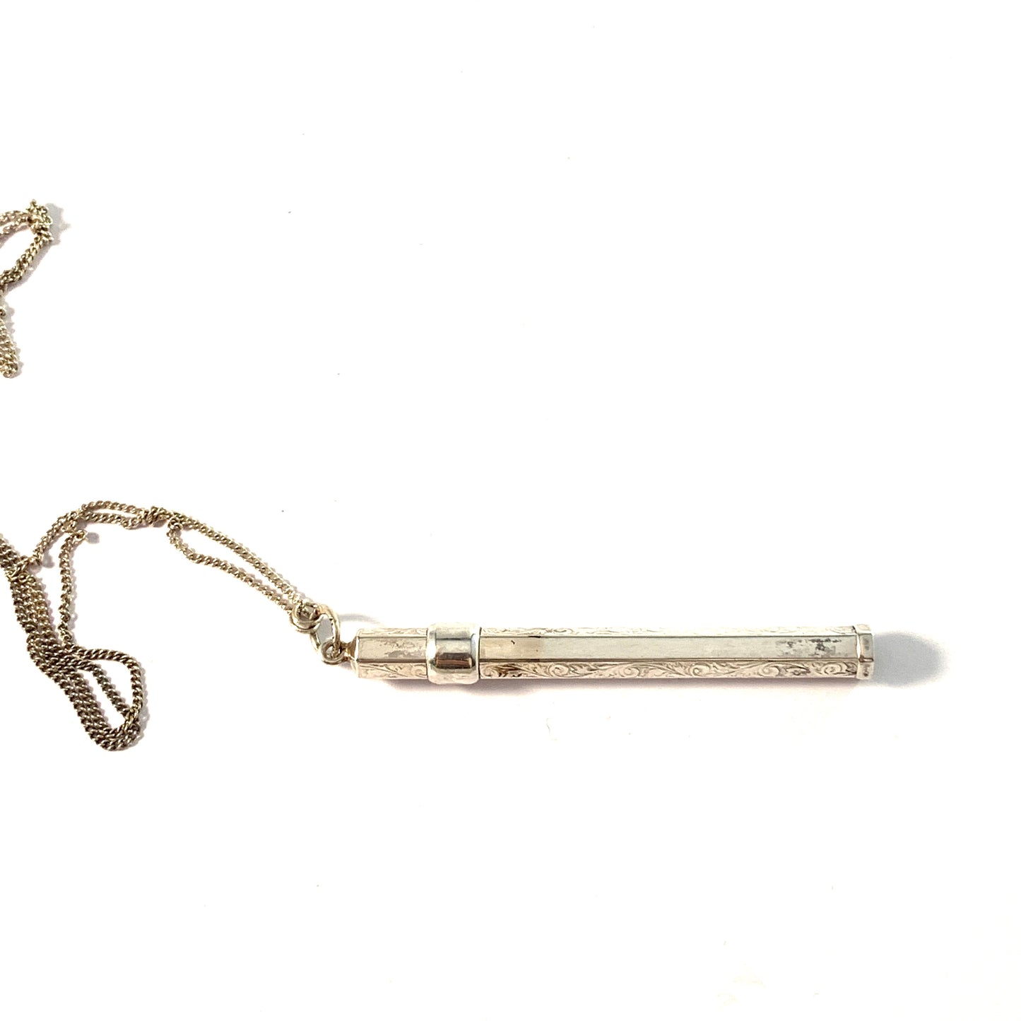 L.Gunnari, Finland 1934. Solid Silver Pencil Holder Pendant with Chain.