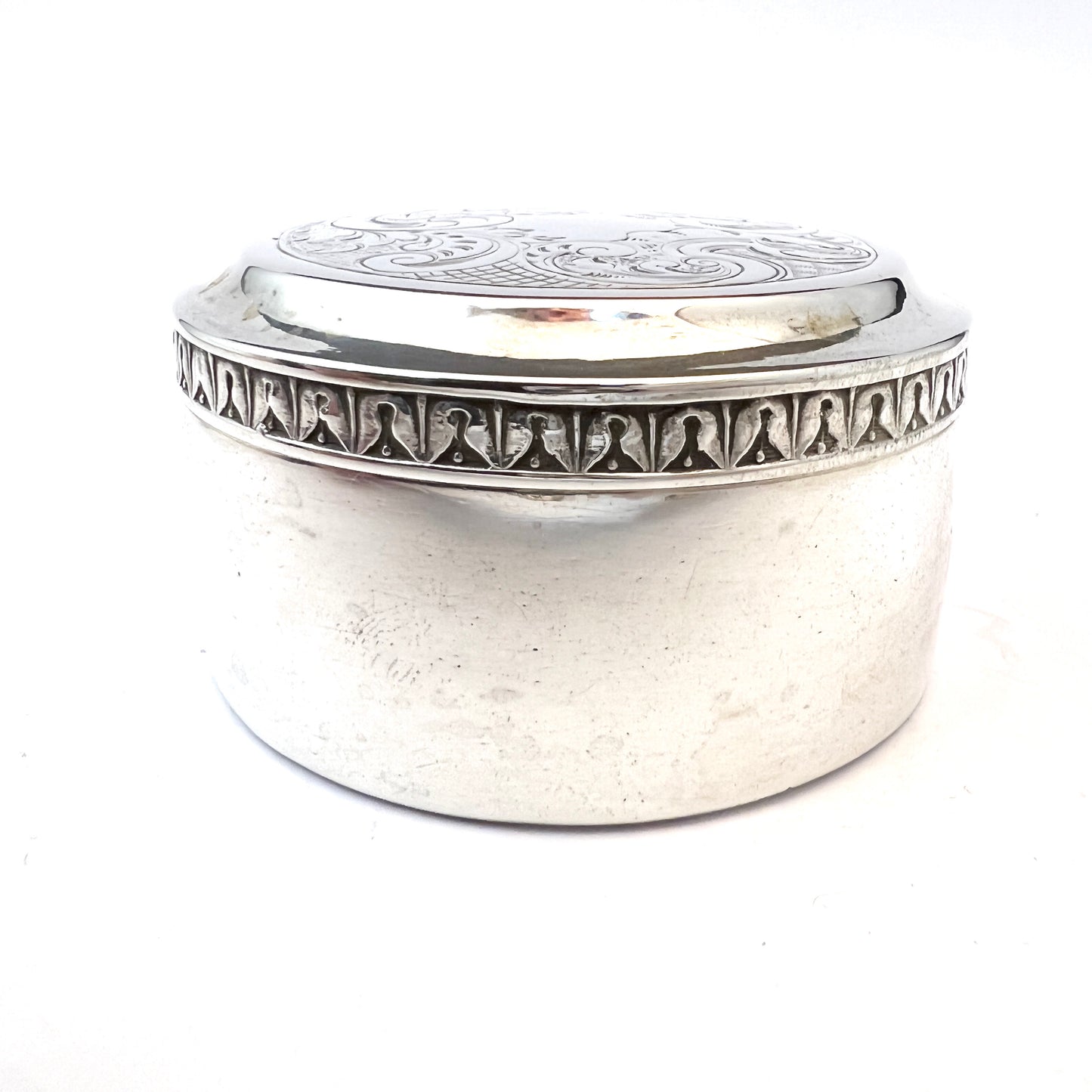 Gustaf Flocker, Sweden 1841. Early Victorian Sterling Silver Dressing Table Trinket Box.