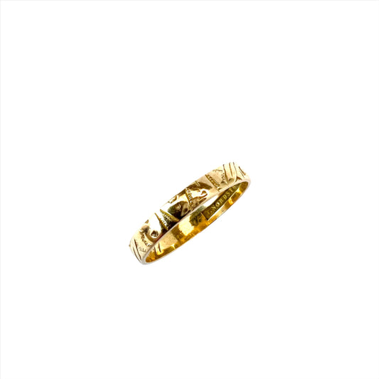 Nordström, Sweden 1911. Antique 18k Gold Wedding Band Ring.