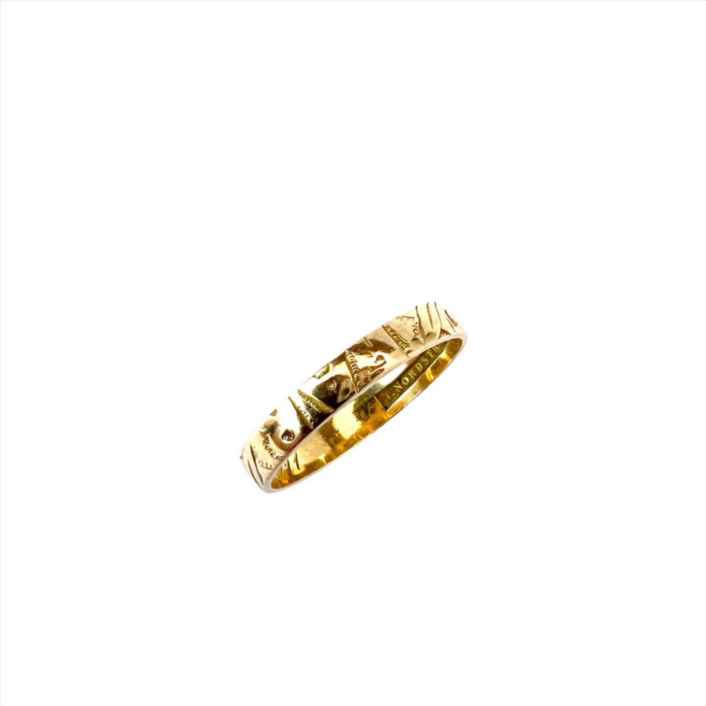 Nordström, Sweden 1911. Antique 18k Gold Wedding Band Ring.