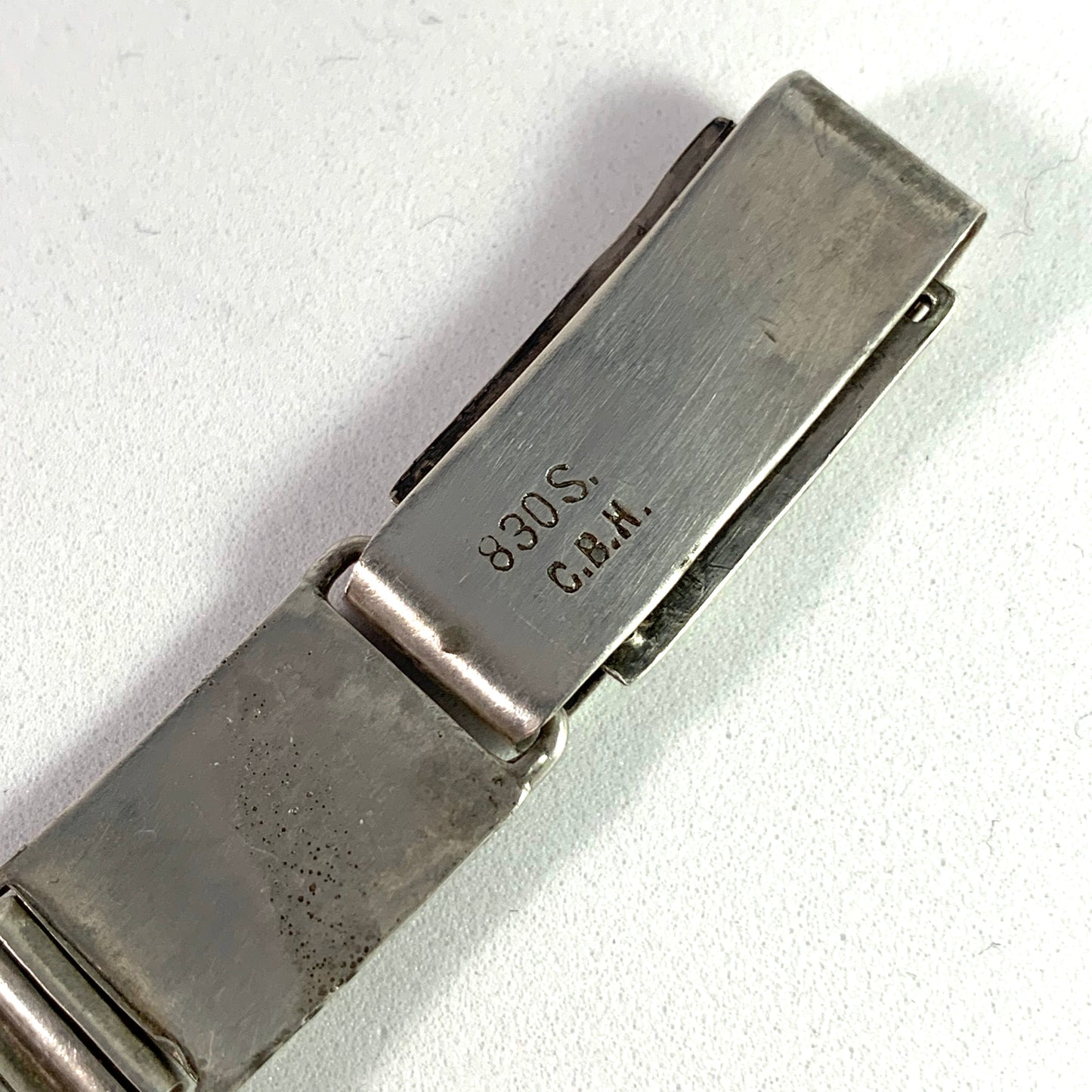 CB Hansen, Denmark Vintage 1950s Solid 830 Silver Panel Bracelet.