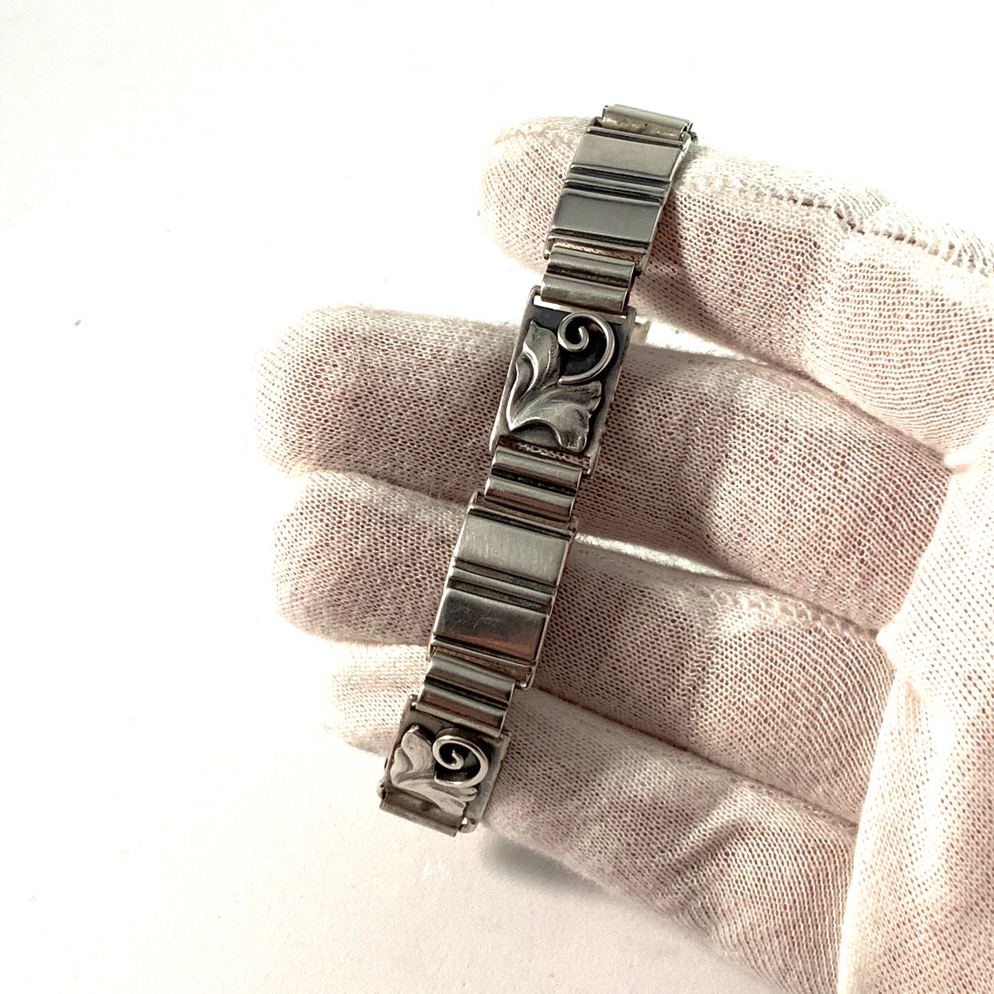 CB Hansen, Denmark Vintage 1950s Solid 830 Silver Panel Bracelet.