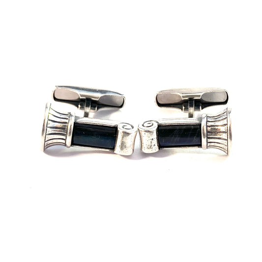 Rauno Oma Mättö, Finland. Vintage Solid Silver Spectrolite Cufflinks.