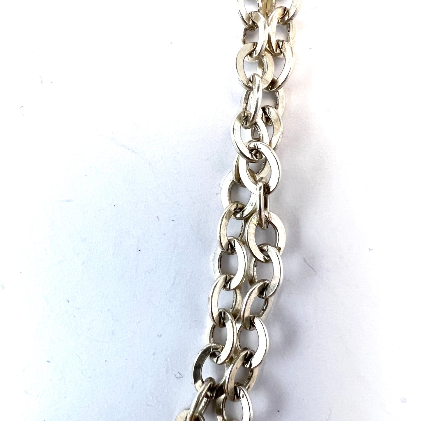 Sweden early 1900s. Vintage Solid Silver 40in / 102cm Long Chain Necklace.