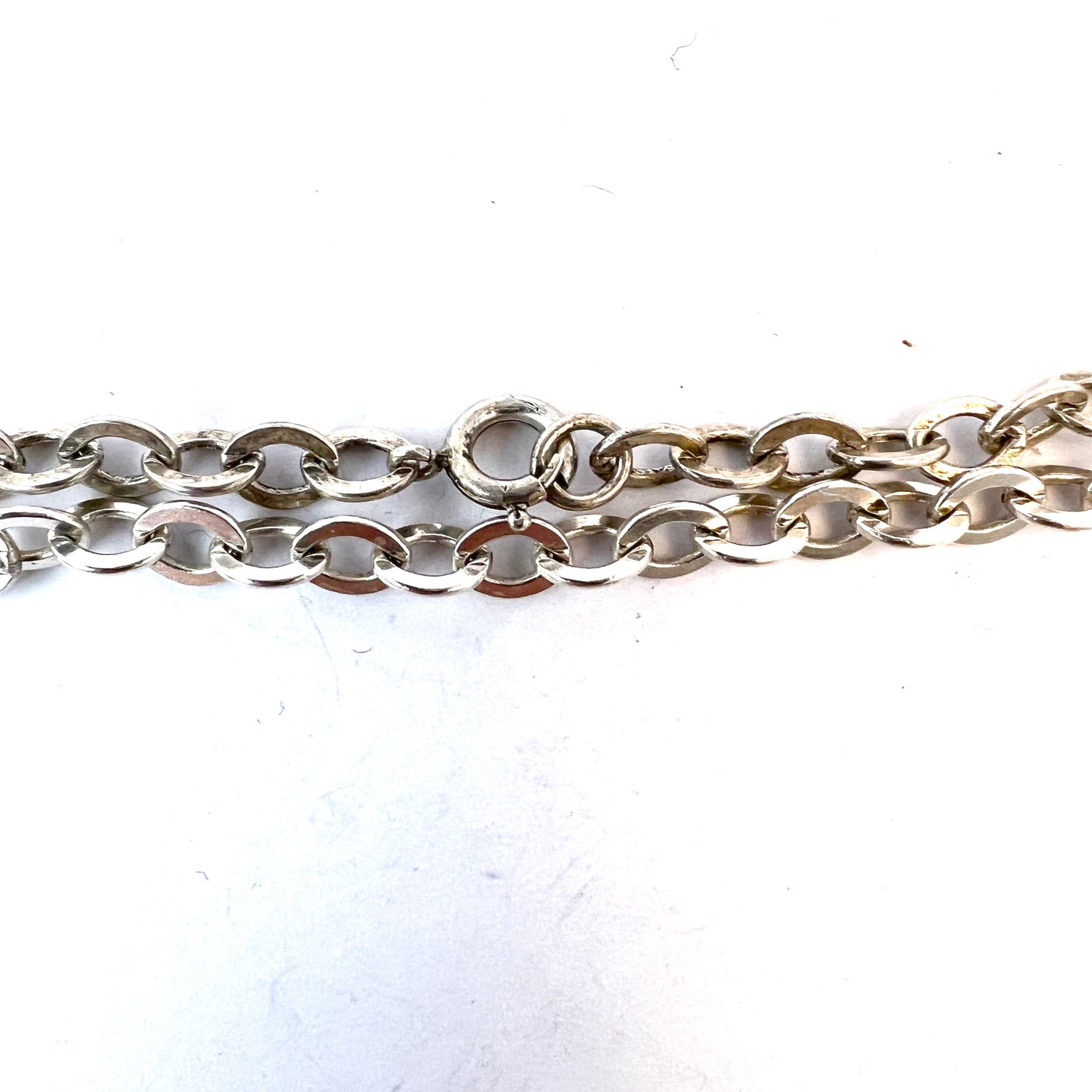 Sweden early 1900s. Vintage Solid Silver 40in / 102cm Long Chain Necklace.