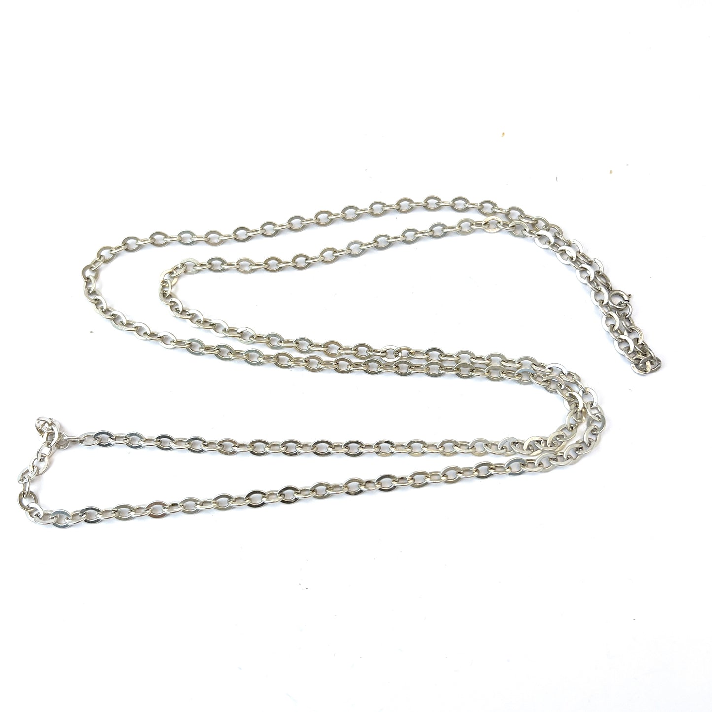 Sweden early 1900s. Vintage Solid Silver 40in / 102cm Long Chain Necklace.