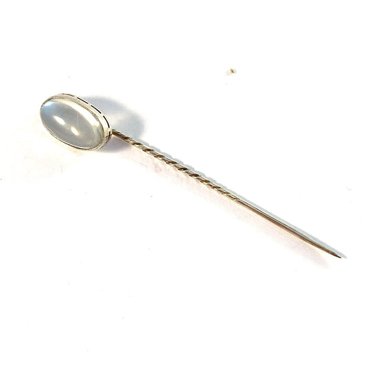 Germany c 1910-1920s Antique 800 Silver Moonstone Pin