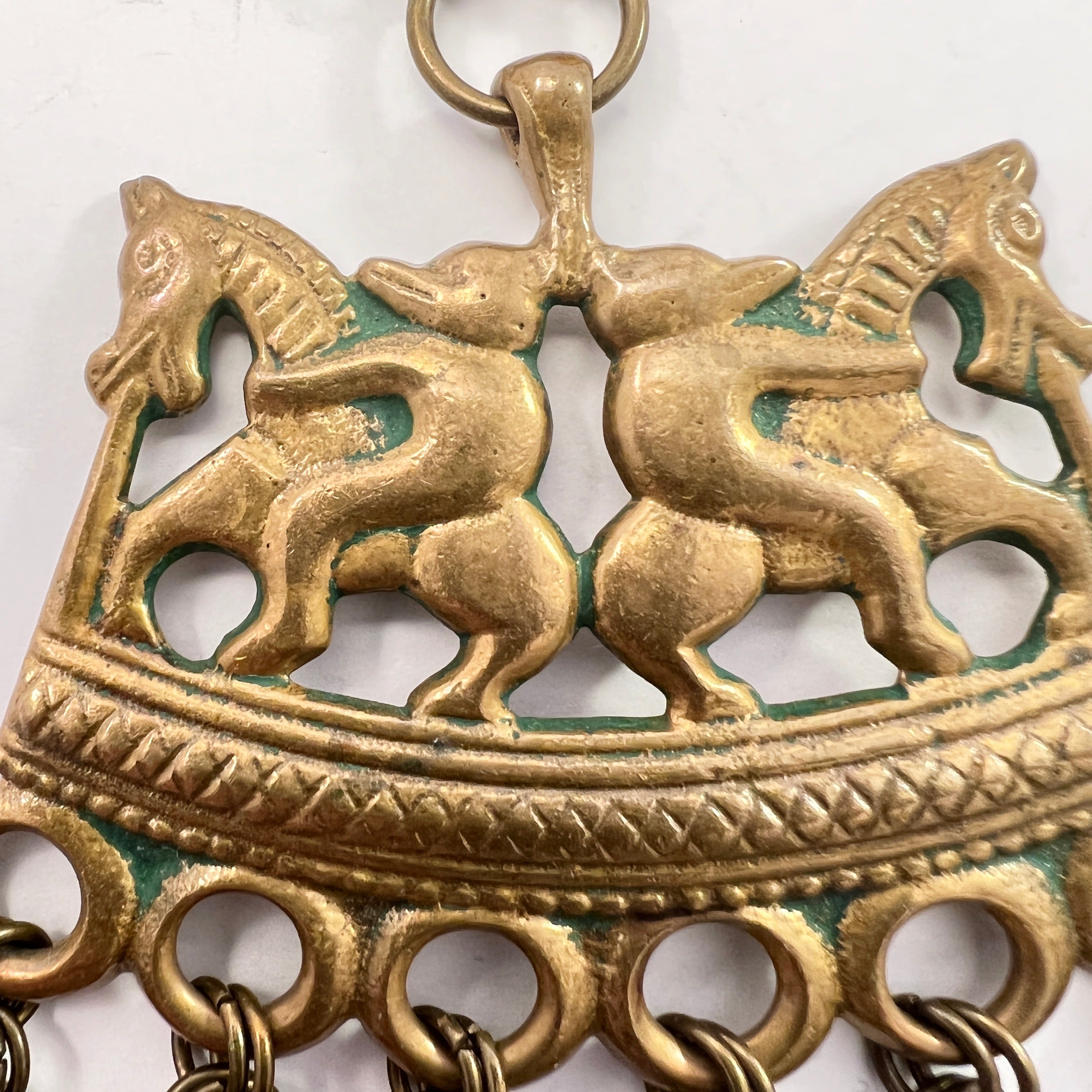 Kalevala Koru Finland. Vintage Huge Bronze Pendant Necklace.