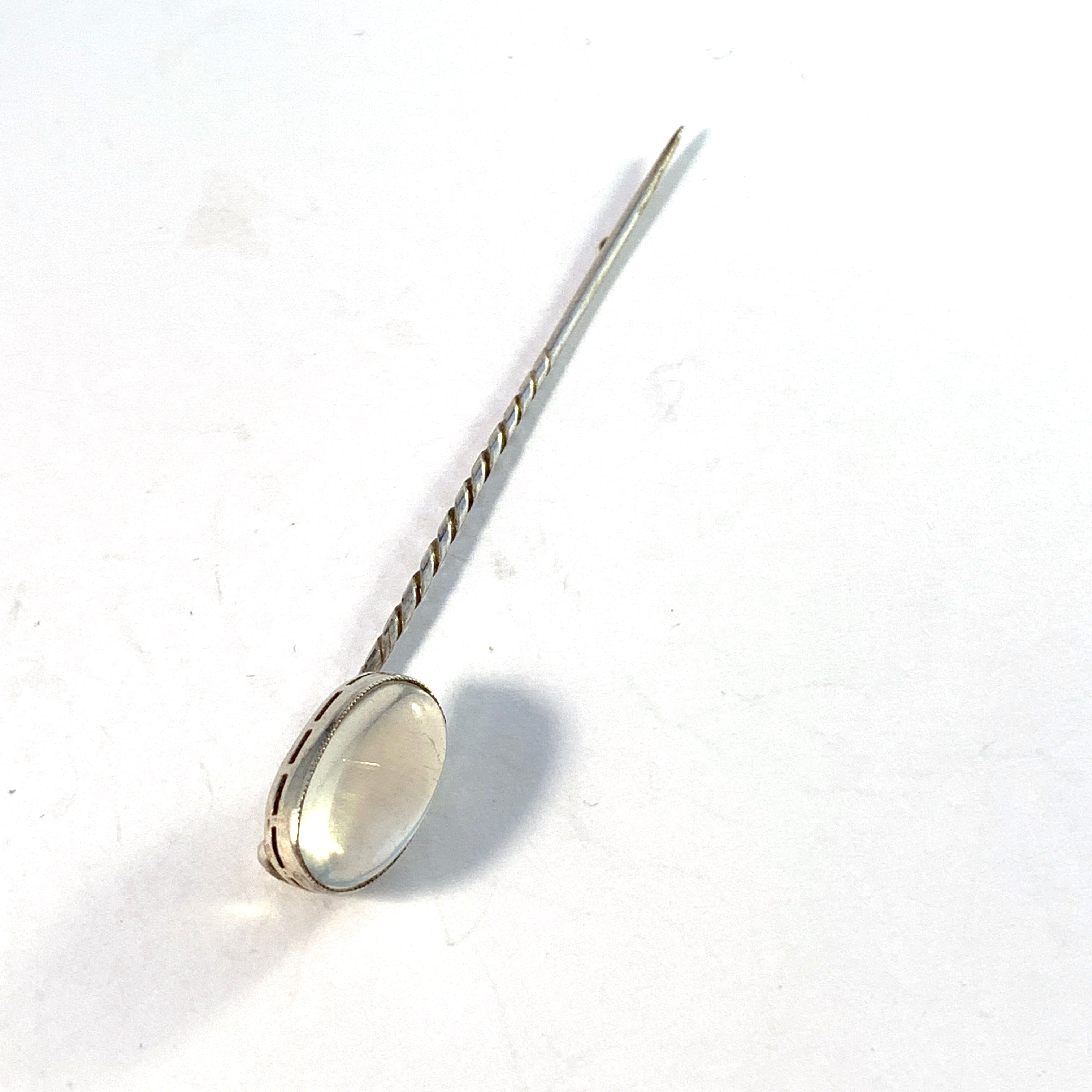 Germany c 1910-1920s Antique 800 Silver Moonstone Pin