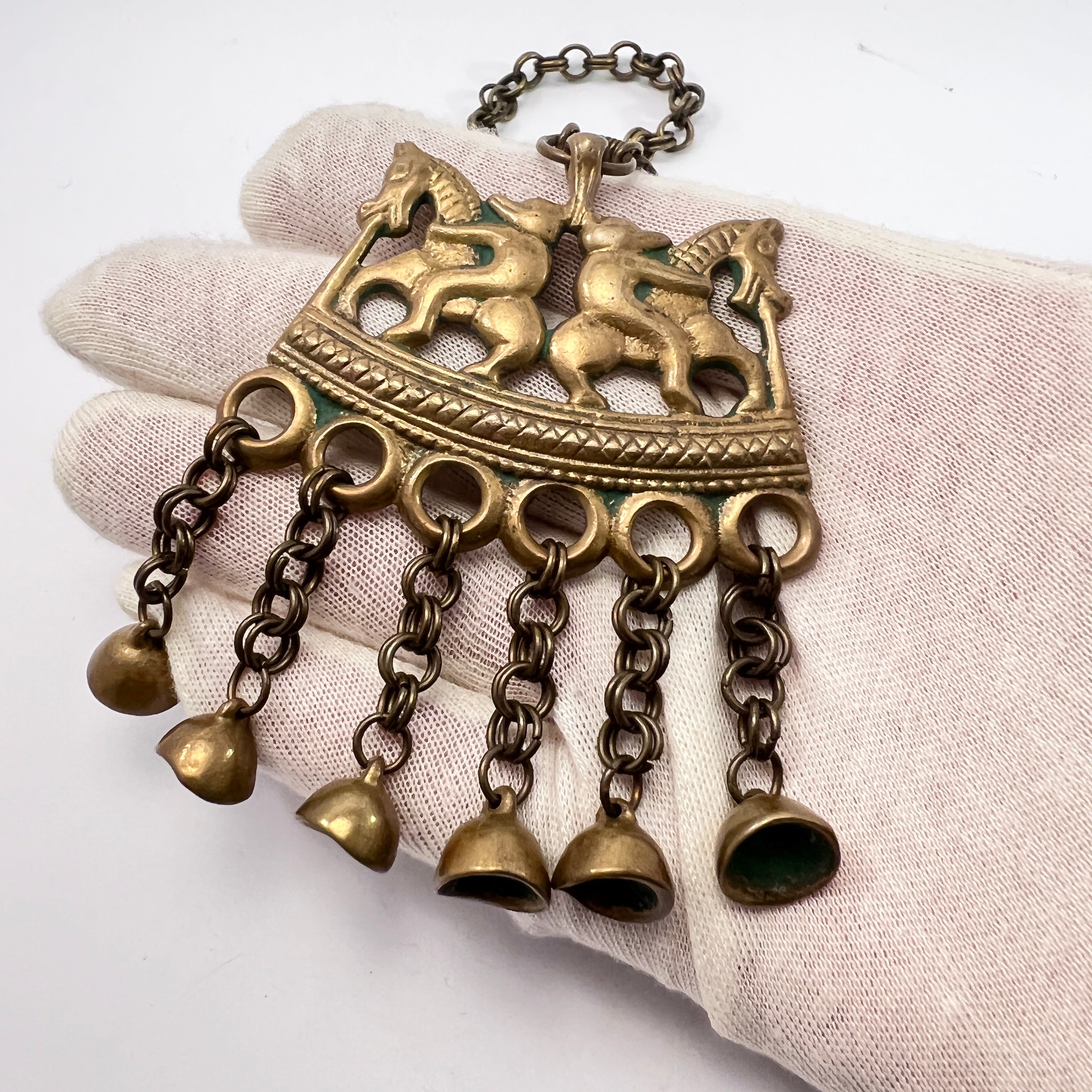 Kalevala Koru Finland. Vintage Huge Bronze Pendant Necklace.