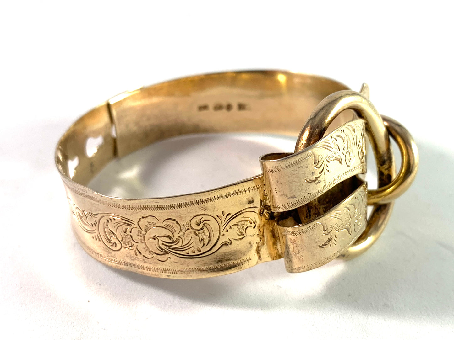 A Lundqvist, Stockholm year 1860 Victorian Gilt Solid Silver Bangle Bracelet