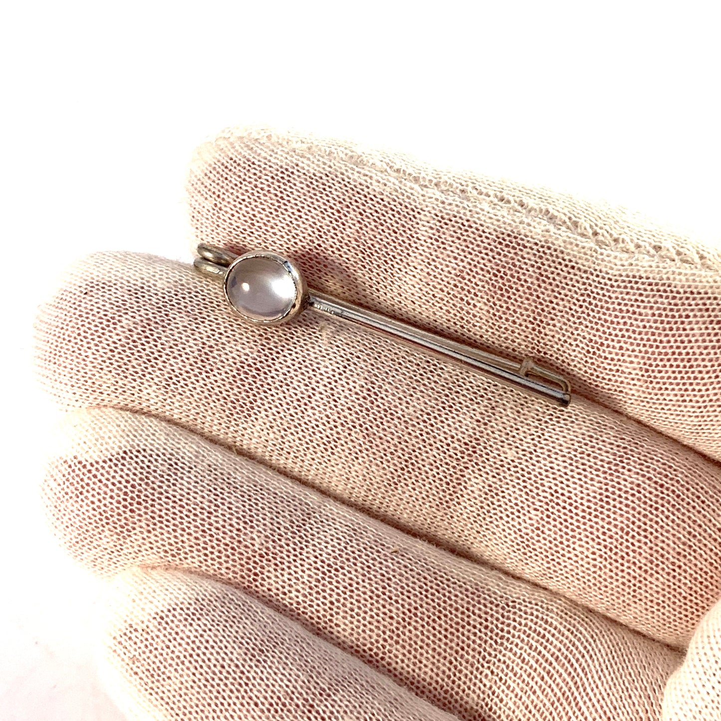 Antique 1910-20s Solid Silver Moonstone Pin.