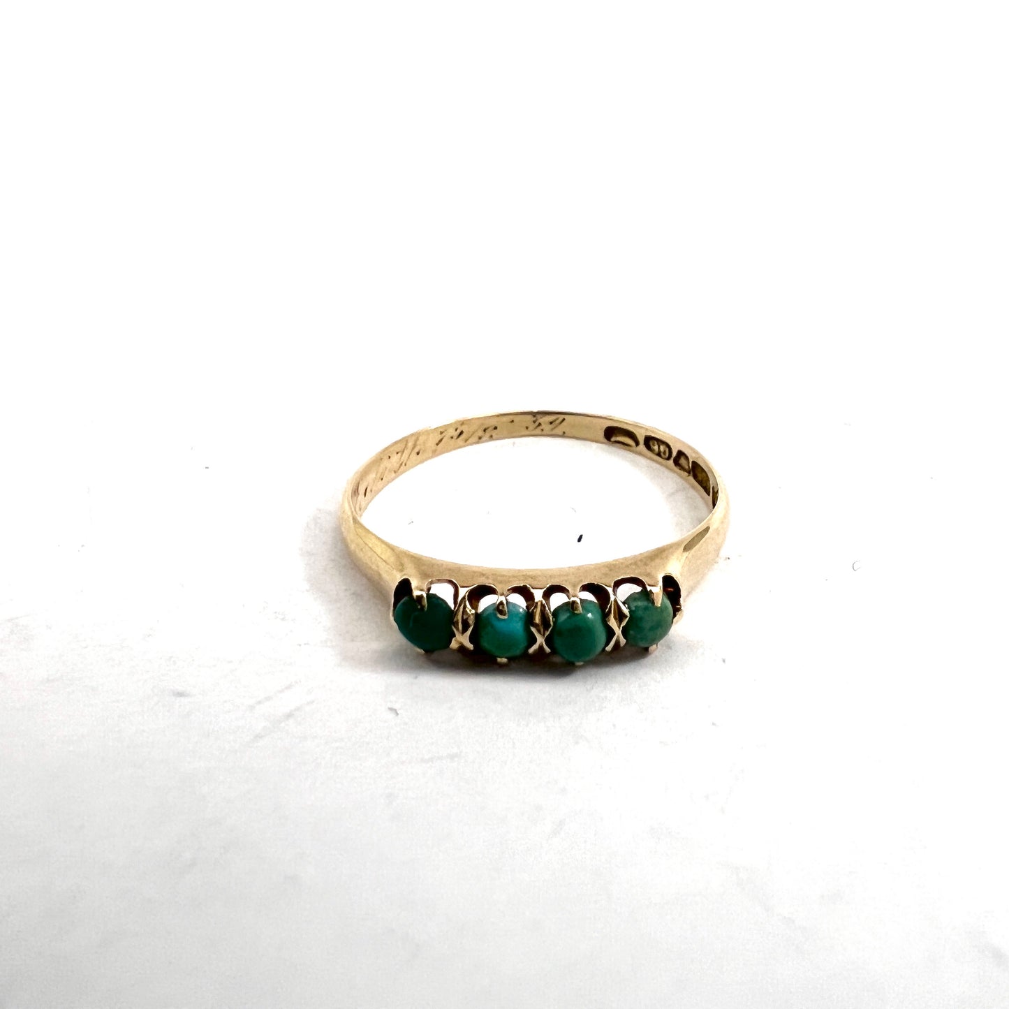 Eino Westerback, Finland 1936. Vintage 14k Gold Green Turquoise Ring.