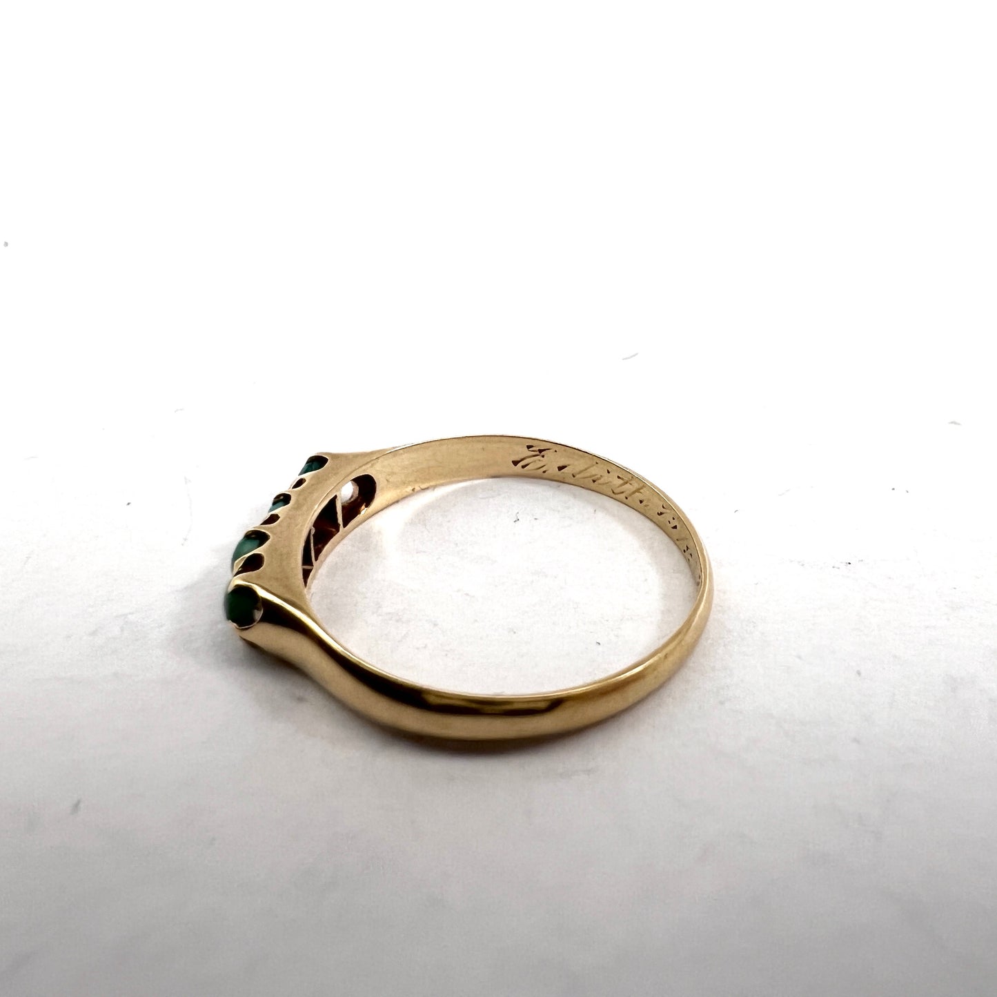 Eino Westerback, Finland 1936. Vintage 14k Gold Green Turquoise Ring.