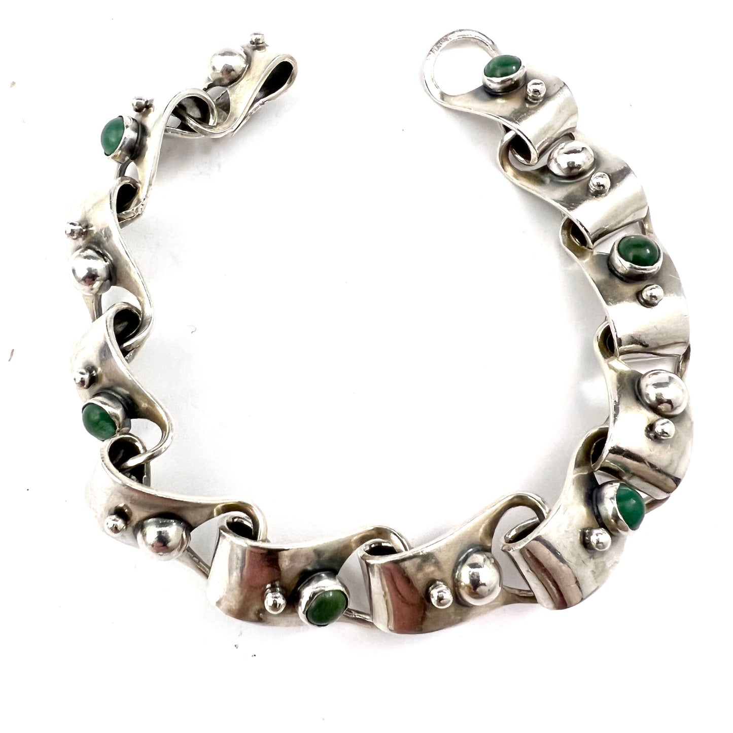 Gertrud Engel for A Michelsen, Sweden 1953. Vintage Sterling Turquoise Bracelet. Signed.