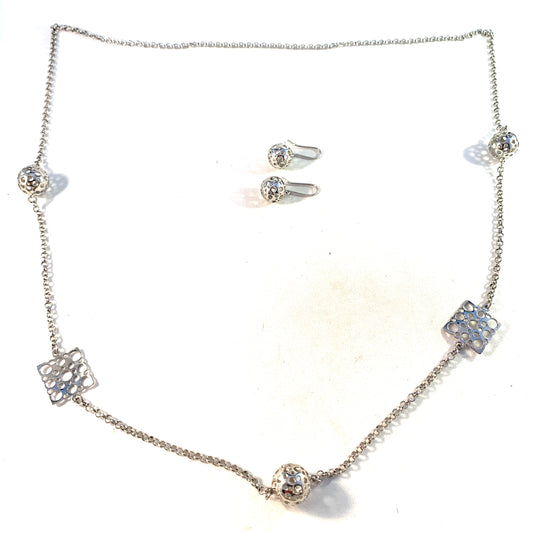 Liisa Vitali for Kultakeskus, Finland, Vintage Sterling Silver Necklace and Earrings