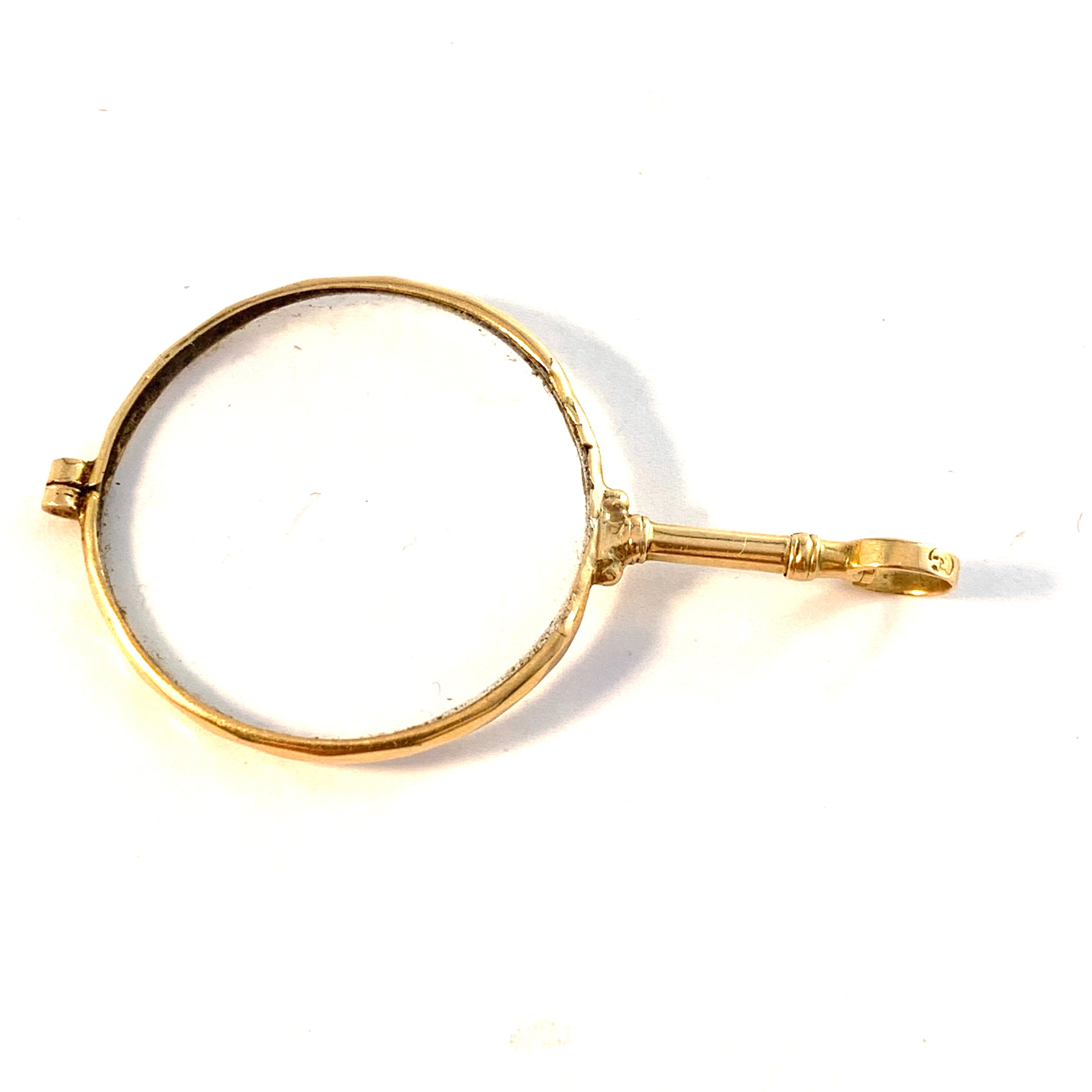 Gothenburg, Sweden mid 1800s. Antique 18k Gold Monocle Eye Glass Pendant