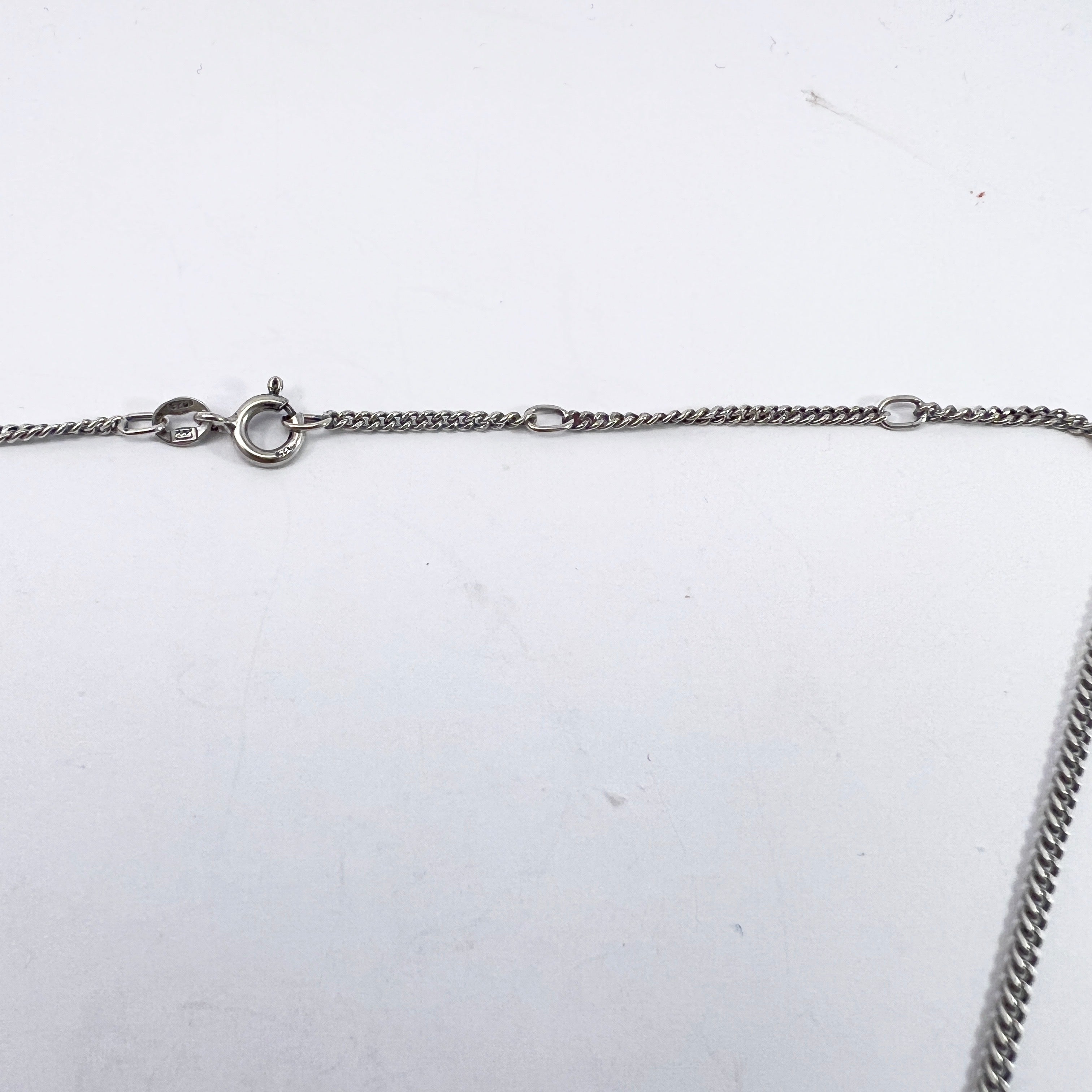 Karl Laine for Finn Feelings, Finland Vintage Sterling Silver Rock Crystal Pendant Necklace.