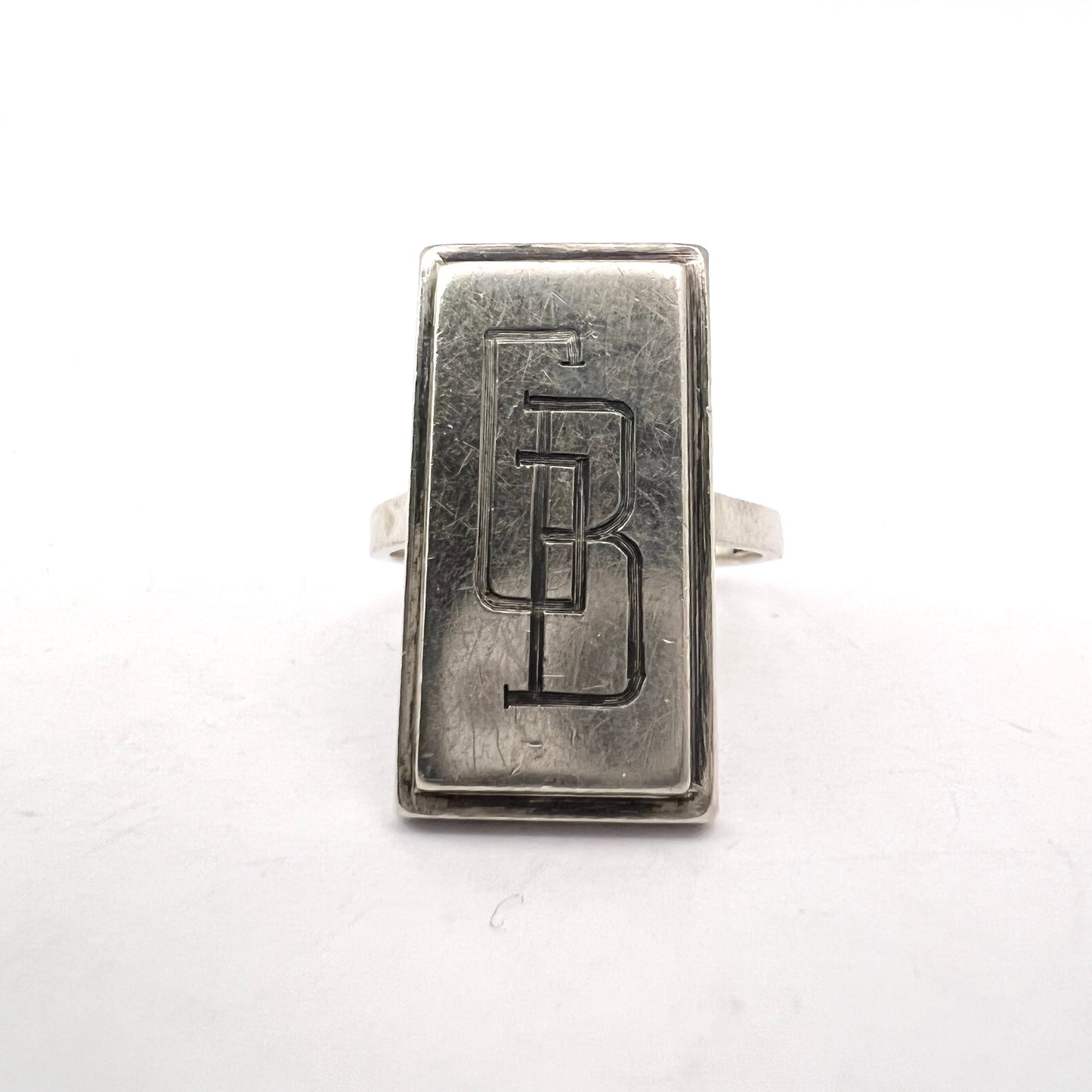 Heribert Engelbert Stockholm 1941. Rare War-Time Sterling Silver Signet Ring. "GB"