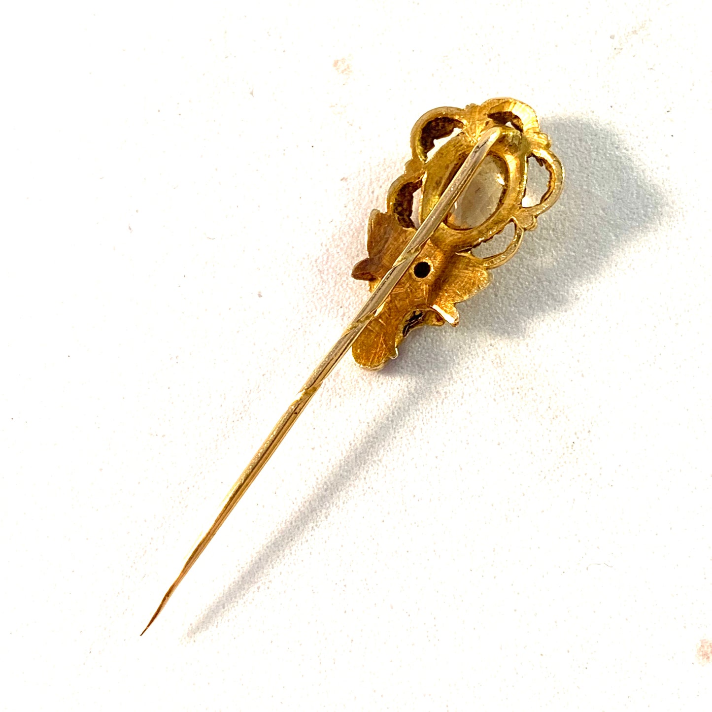 Victorian 14k Gold Citrine Garnet Unisex Pin.