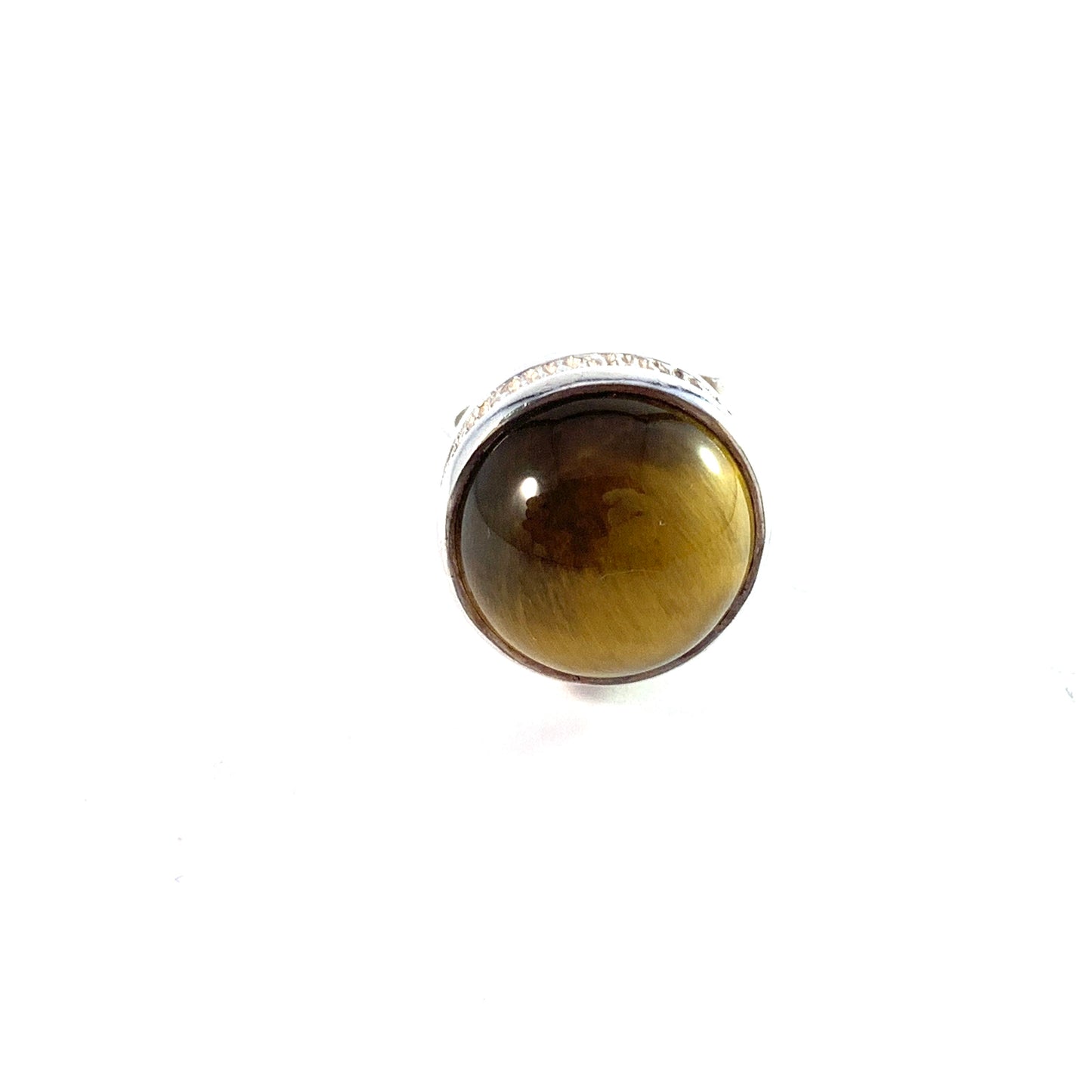 Bengt Hallberg, Sweden 1972. Sterling Silver Tiger Eye Adjustable Size Ring.