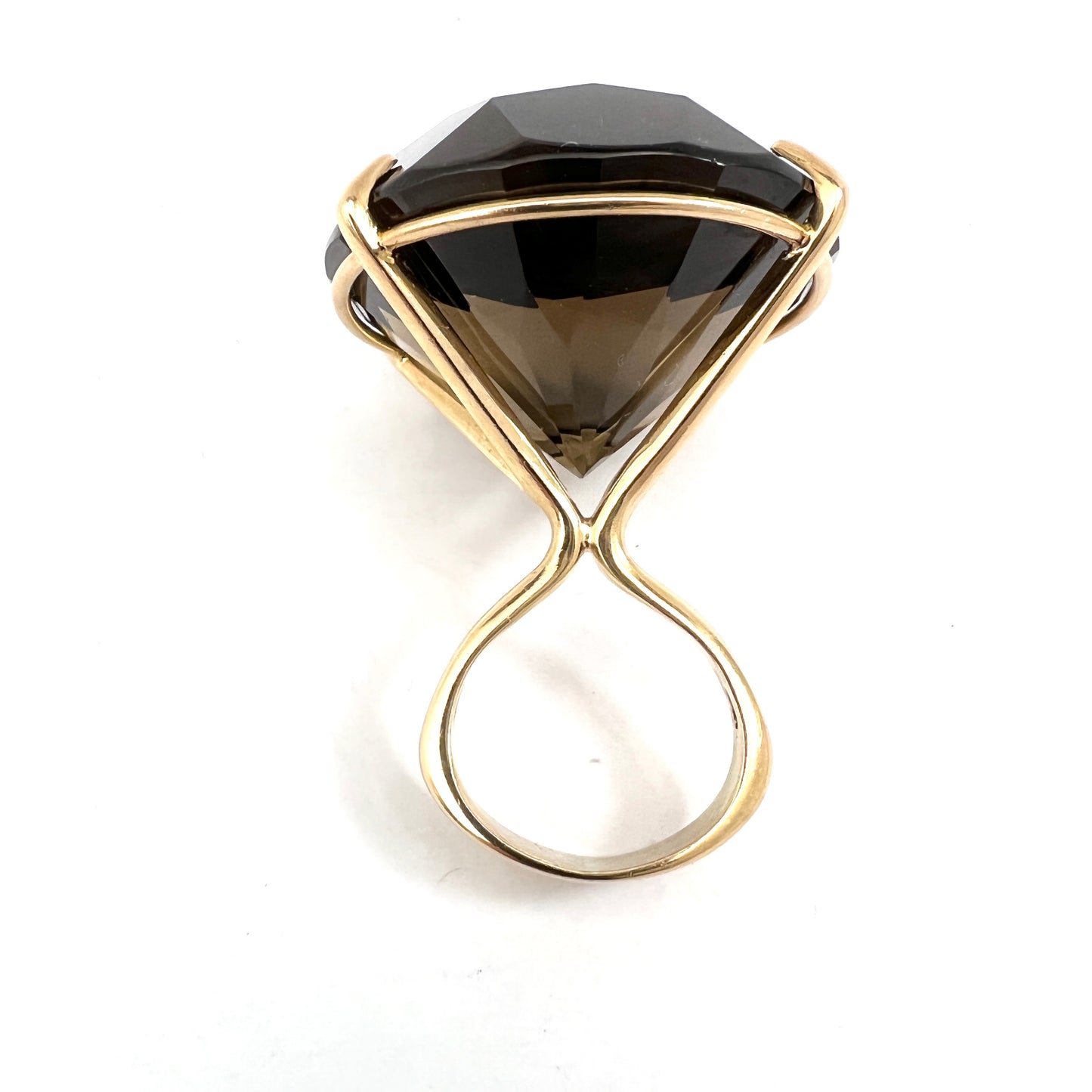 Vintage 1960s. 18k Gold Huge Smoky Quartz Cocktail Ring. 35gram