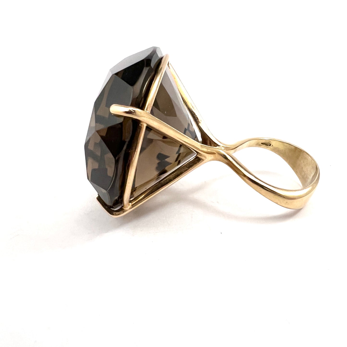 Vintage 1960s. 18k Gold Huge Smoky Quartz Cocktail Ring. 35gram